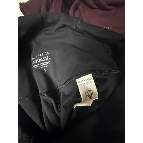 * BUNDLE * Athleta salutation bodysuit size L , black and spiced cabernet 7/8 - Picture 8 of 9
